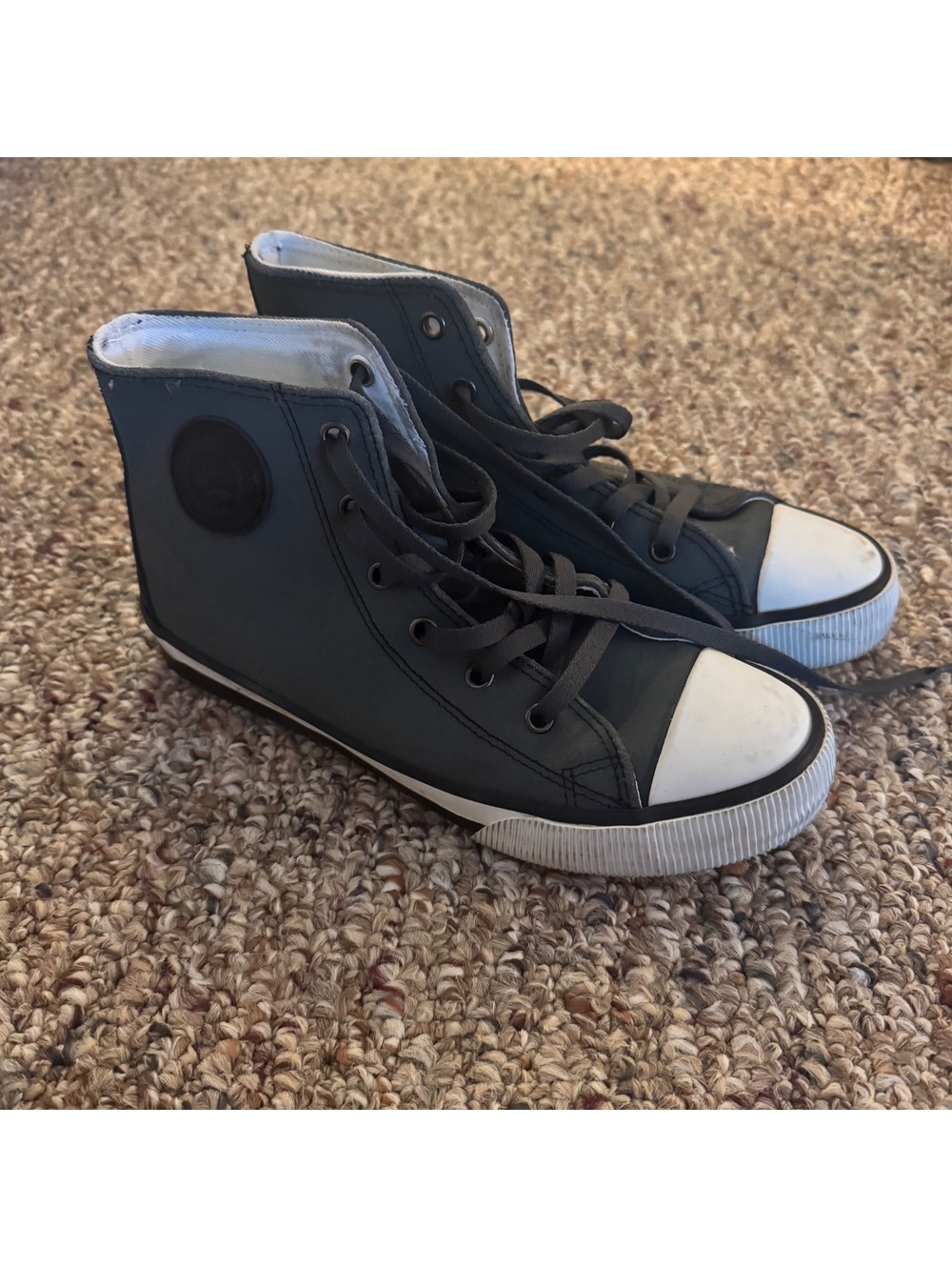 Harley Davidson High Top Canvas Sneakers Skull Logo Gray Size 8 Men’s US